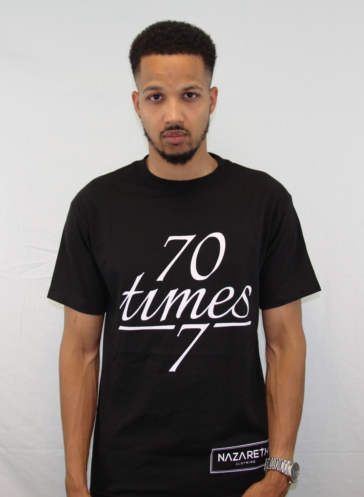 Model in Nazareth Clothing shirt